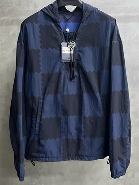 🚩steal Louis Vuitton Men's Hooded Windbreaker - Navy & Black Check